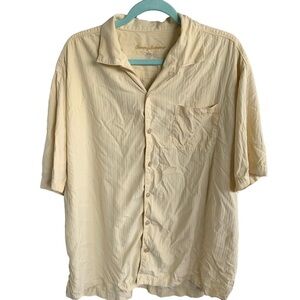 Tommy Bahama Silk Mens Short Sleeve Shirt Yellow Size XL Hawaiian Camp Button Up
